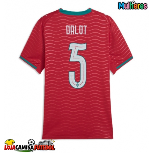 Camisa de Futebol Portugal Diogo Dalot #5 Equipamento Principal Mulheres Mundo 2026 Manga Curta